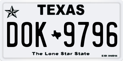 TX license plate DOK9796