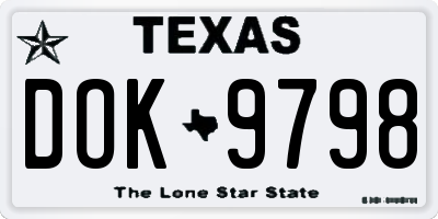 TX license plate DOK9798