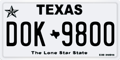 TX license plate DOK9800