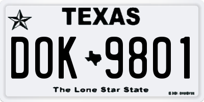 TX license plate DOK9801