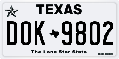 TX license plate DOK9802