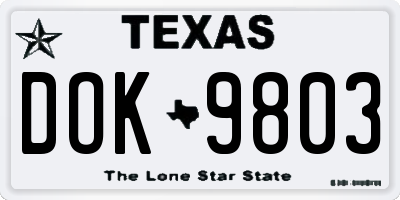 TX license plate DOK9803