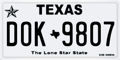 TX license plate DOK9807