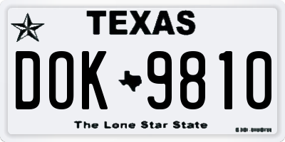 TX license plate DOK9810