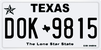 TX license plate DOK9815