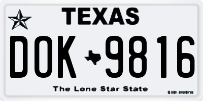 TX license plate DOK9816
