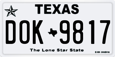 TX license plate DOK9817