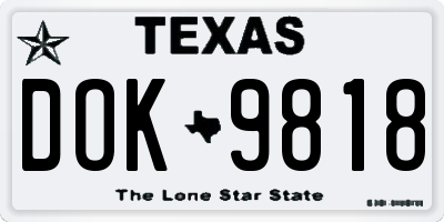 TX license plate DOK9818