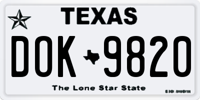 TX license plate DOK9820