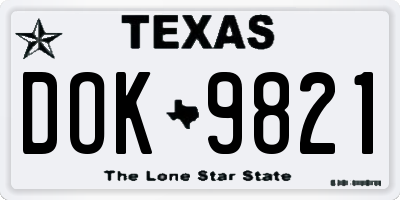 TX license plate DOK9821