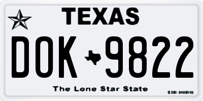 TX license plate DOK9822