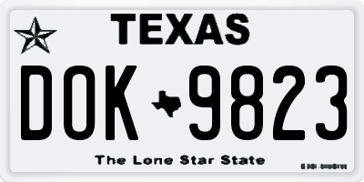 TX license plate DOK9823