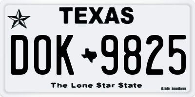 TX license plate DOK9825