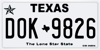 TX license plate DOK9826