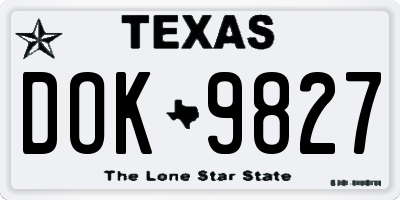 TX license plate DOK9827