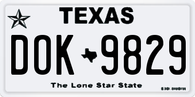 TX license plate DOK9829