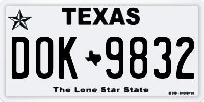 TX license plate DOK9832