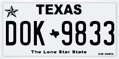 TX license plate DOK9833