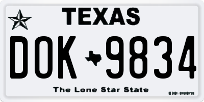 TX license plate DOK9834