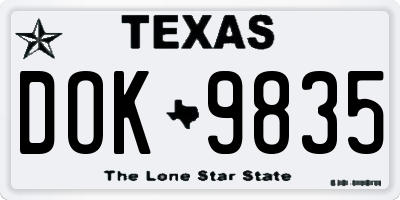 TX license plate DOK9835