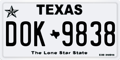 TX license plate DOK9838
