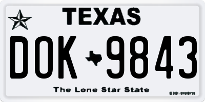 TX license plate DOK9843