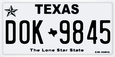 TX license plate DOK9845