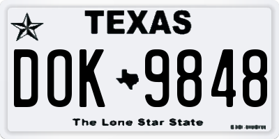 TX license plate DOK9848