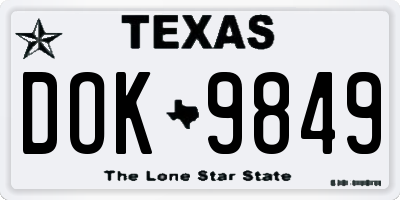 TX license plate DOK9849