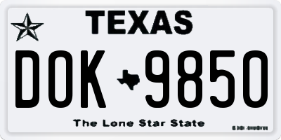 TX license plate DOK9850
