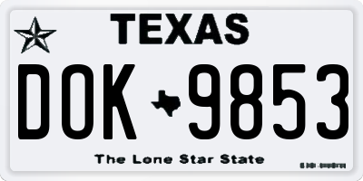 TX license plate DOK9853