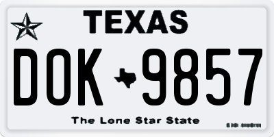 TX license plate DOK9857