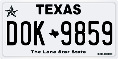 TX license plate DOK9859