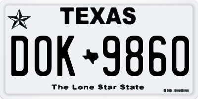 TX license plate DOK9860