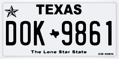 TX license plate DOK9861
