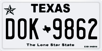 TX license plate DOK9862