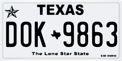 TX license plate DOK9863