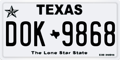 TX license plate DOK9868