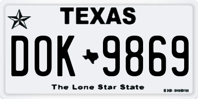 TX license plate DOK9869