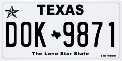 TX license plate DOK9871