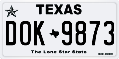 TX license plate DOK9873