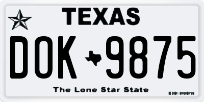 TX license plate DOK9875