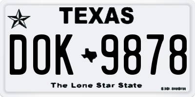 TX license plate DOK9878