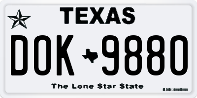 TX license plate DOK9880