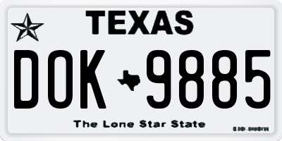 TX license plate DOK9885