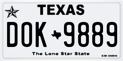 TX license plate DOK9889