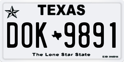 TX license plate DOK9891