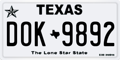 TX license plate DOK9892
