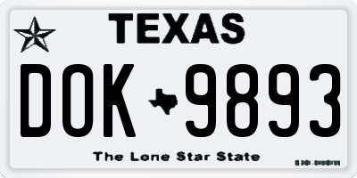 TX license plate DOK9893