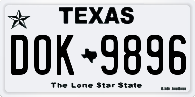 TX license plate DOK9896